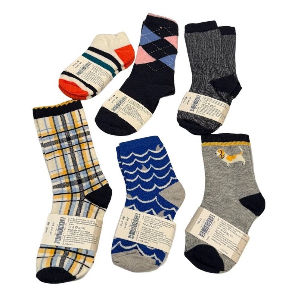 Janie and Jack Boy’s Assorted Socks - Set of 6 Size 2-3T - Picture 2 of 2